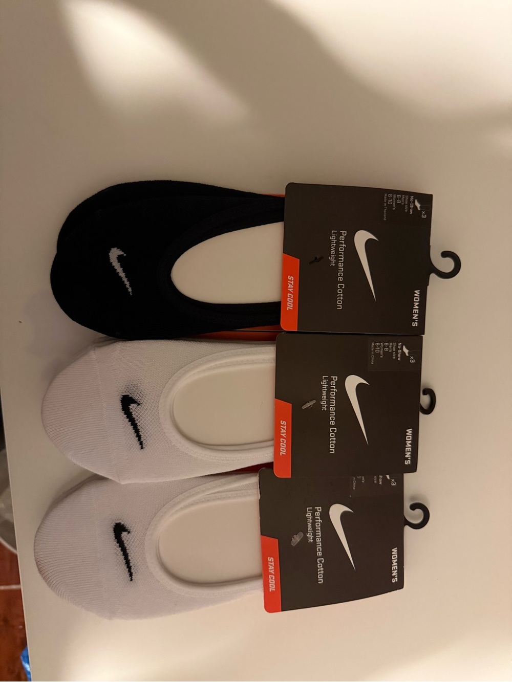 Nike No-Show Sock Liners - Black & White (3 Pack) 3 sets. NWT.